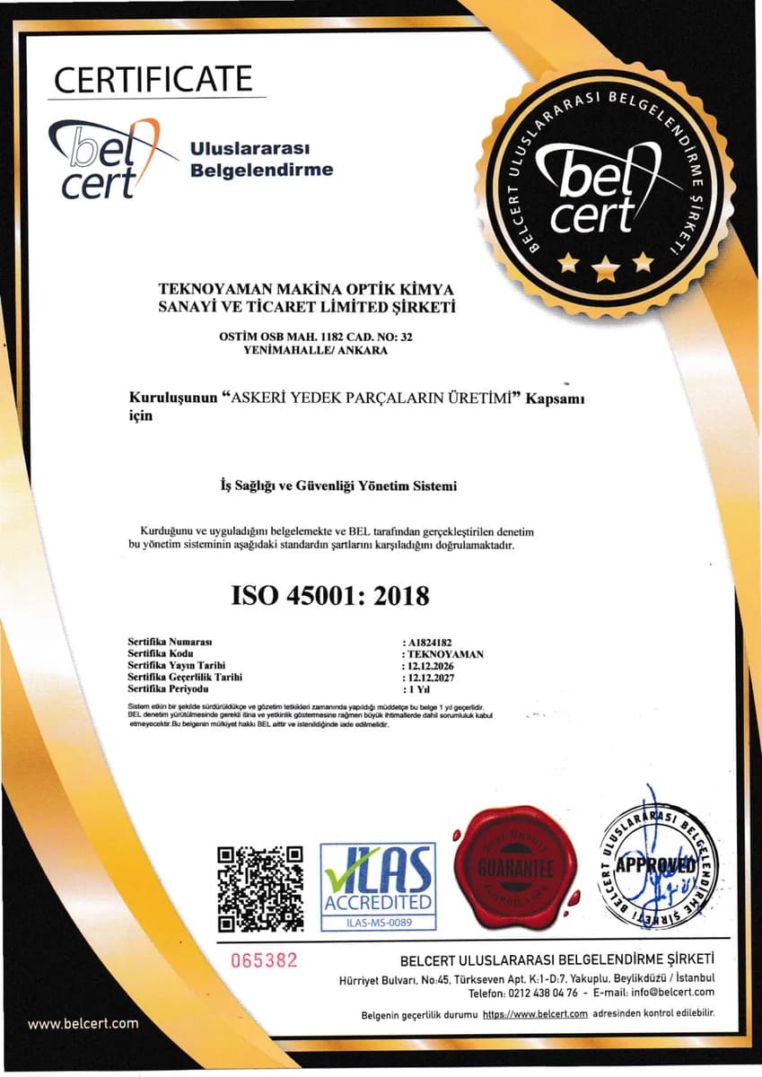 ISO 45001:2018 Occupational Health and Safety Management System certificate