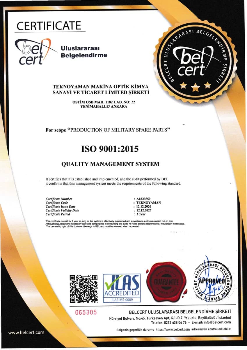 ISO 9001:2015 Quality Management System certificate